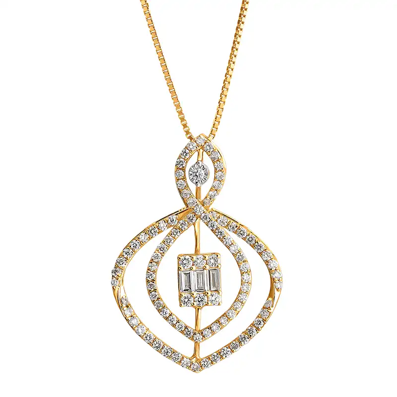 Celeste, 18K Yellow Gold Diamond Pendant Set